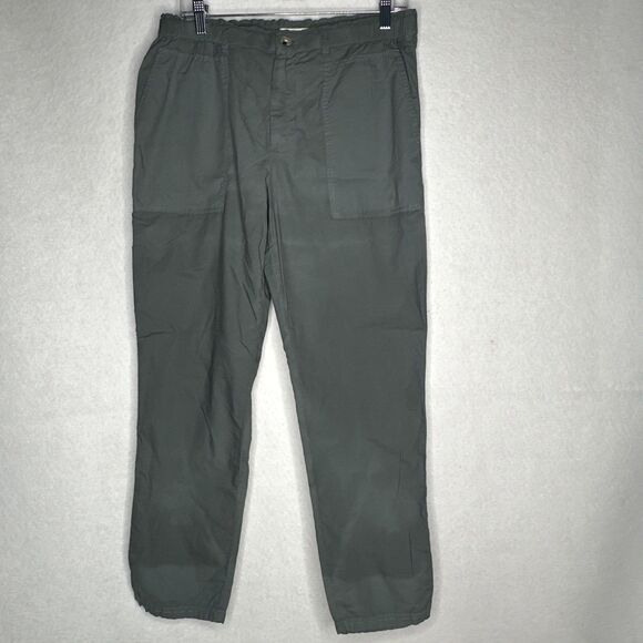 Lou & Grey for Loft Pants Womens Size M Green  Straight Leg Elastic Waist Cotton - Picture 1 of 7